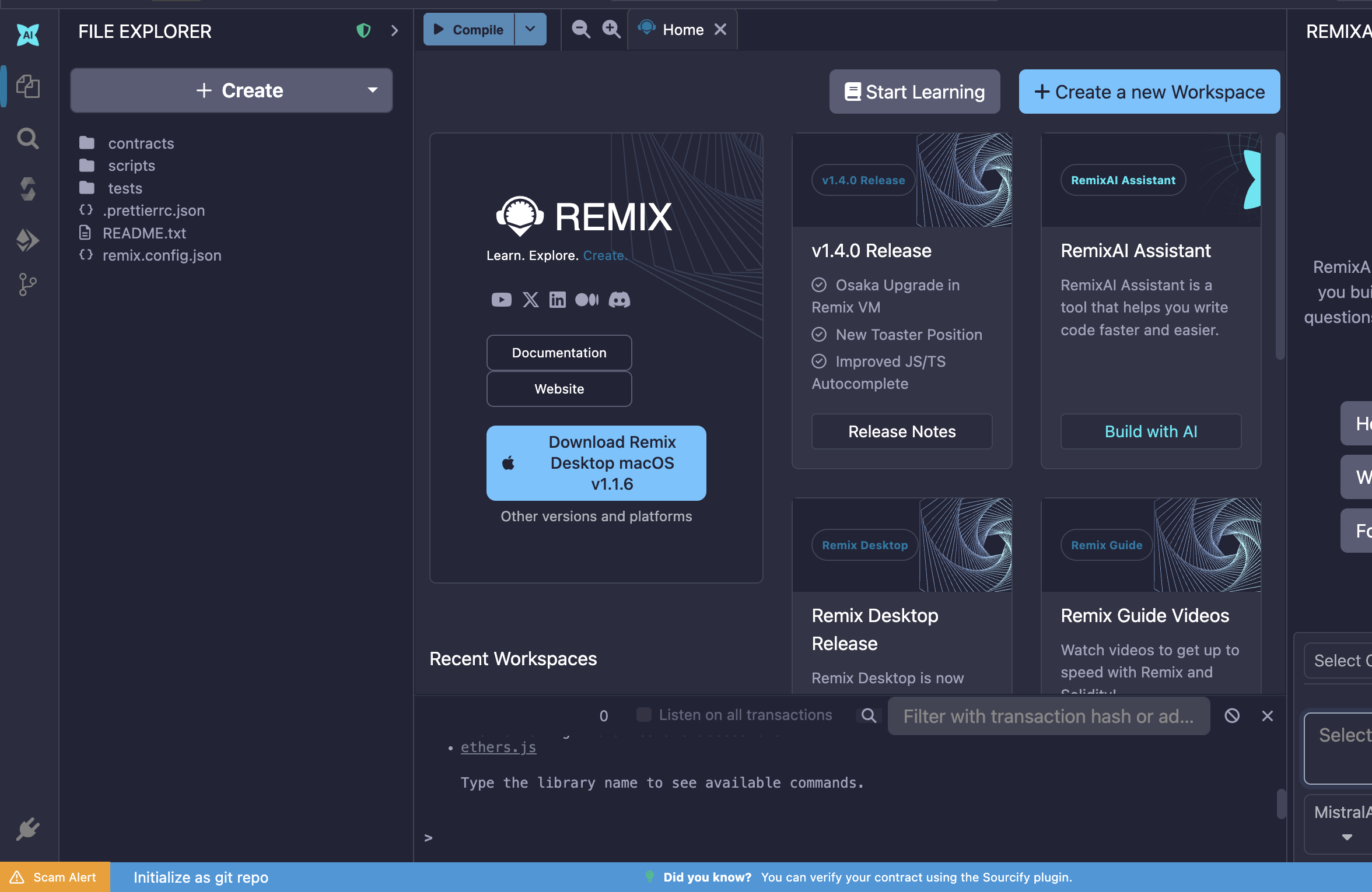 Remix IDE, used to create ERC 20 Tokens