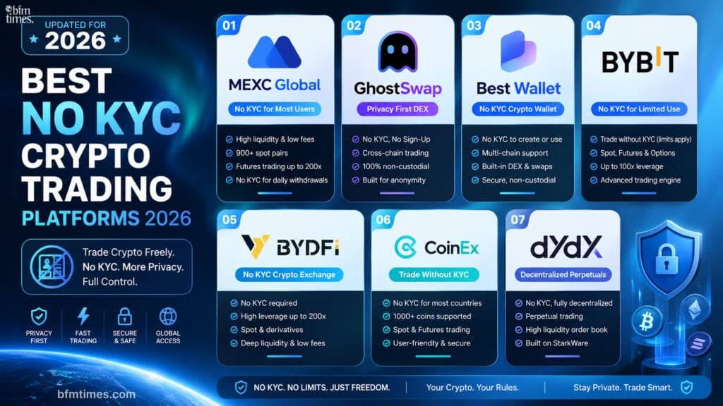 Best No KYC Crypto Trading Platforms 2026