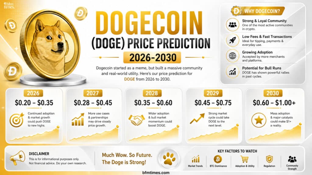 Dogecoin (DOGE) Price Prediction (2026-2030)