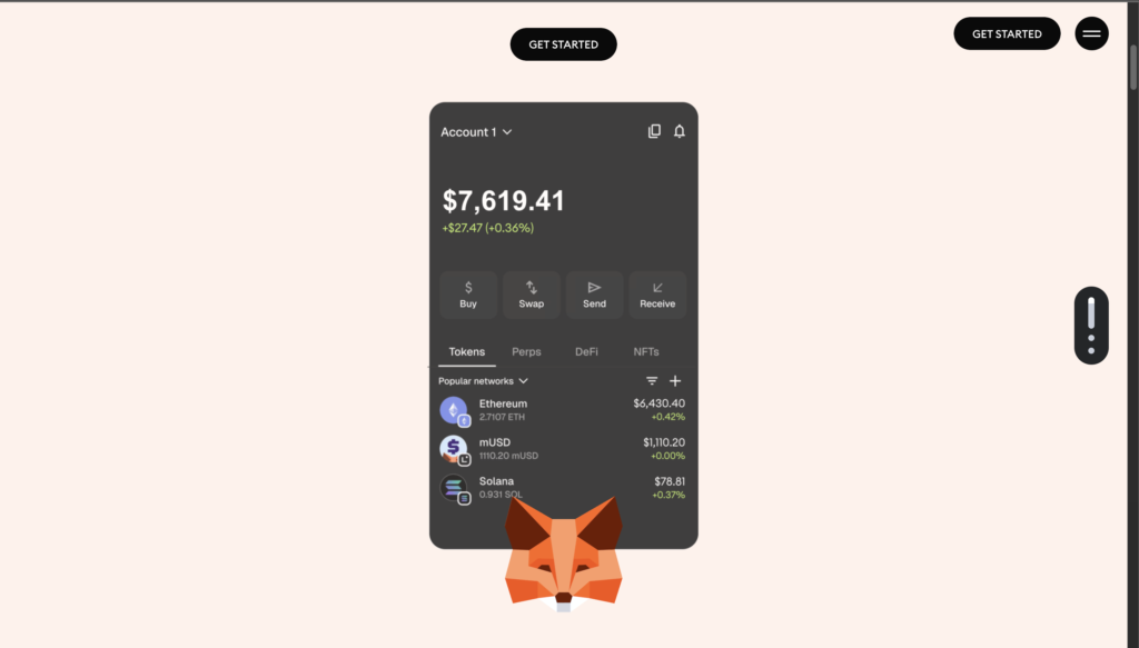 MetaMask Wallet Interface