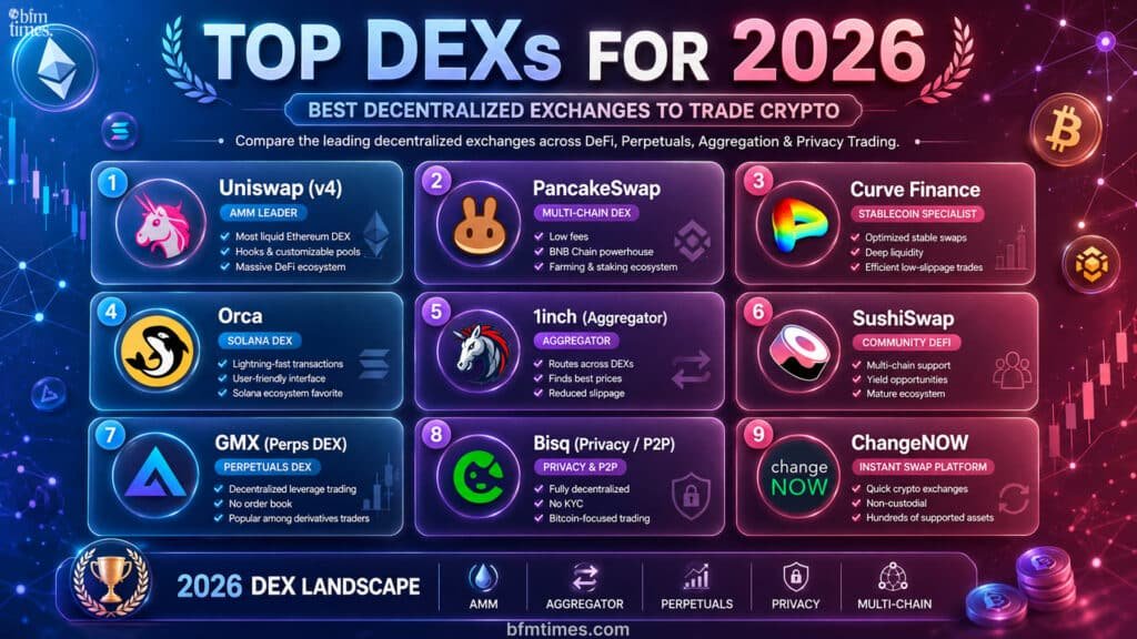 Top DEXs for 2026: Best Decentralized Exchanges to Trade Crypto
