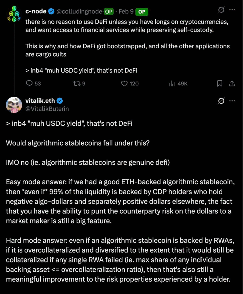 Vitalik Buterin Criticizes Centralized Stablecoins