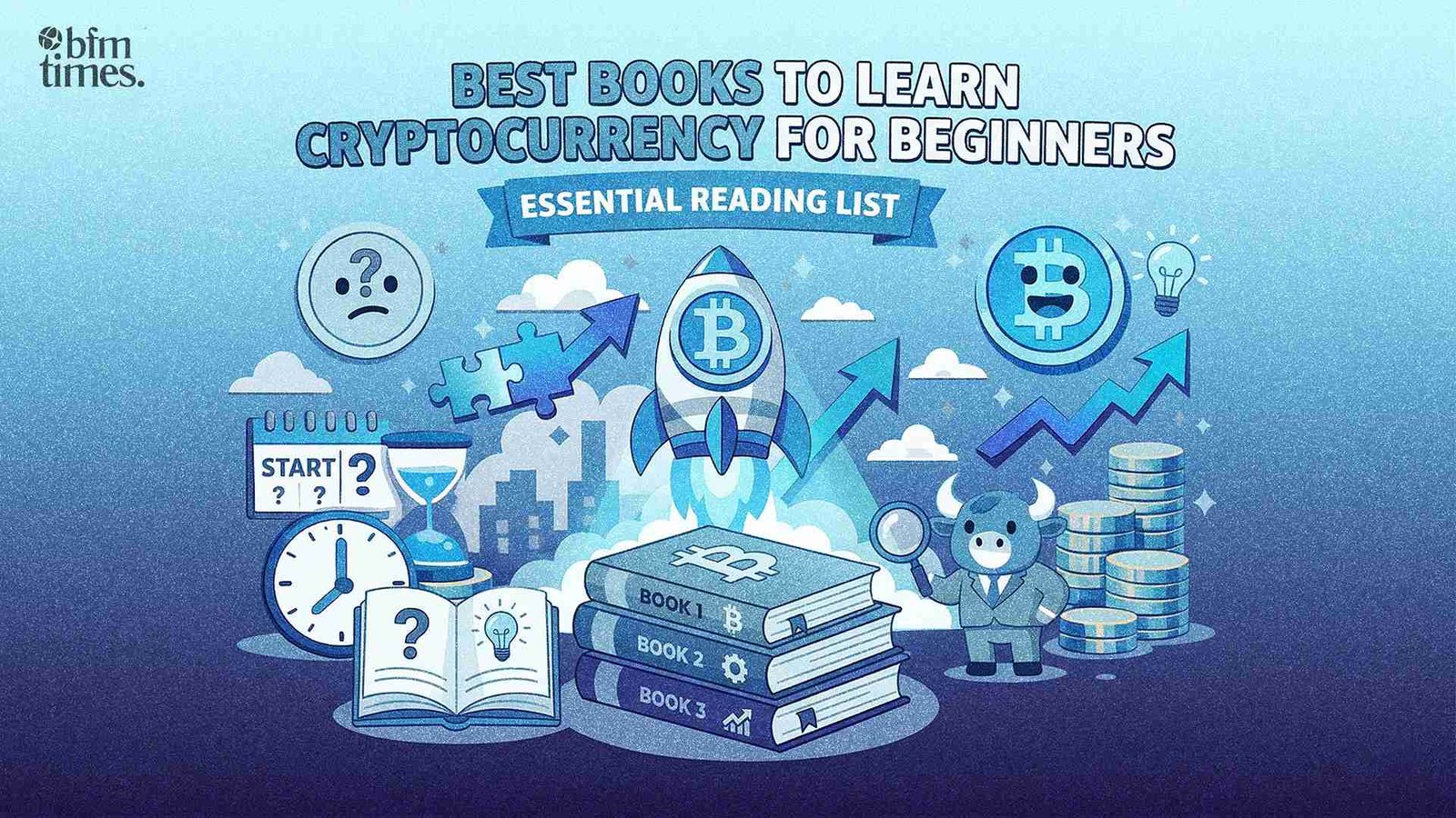 Best Crypto Books for beginners showing essential cryptocurrency reading list with Bitcoin, blockchain, and investing concepts