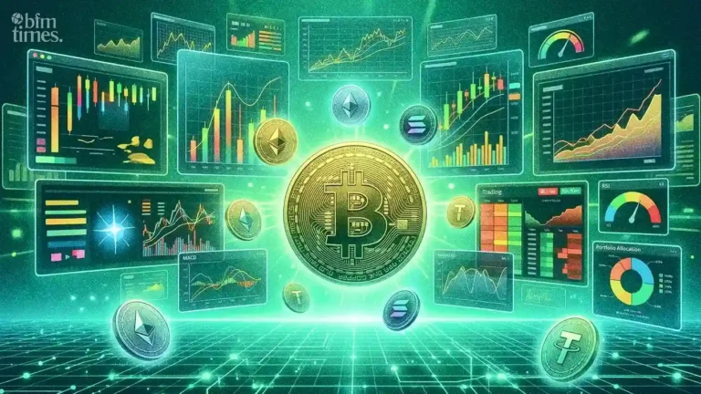 Crypto analysis tools dashboard with Bitcoin, Ethereum charts and blockchain analytics data