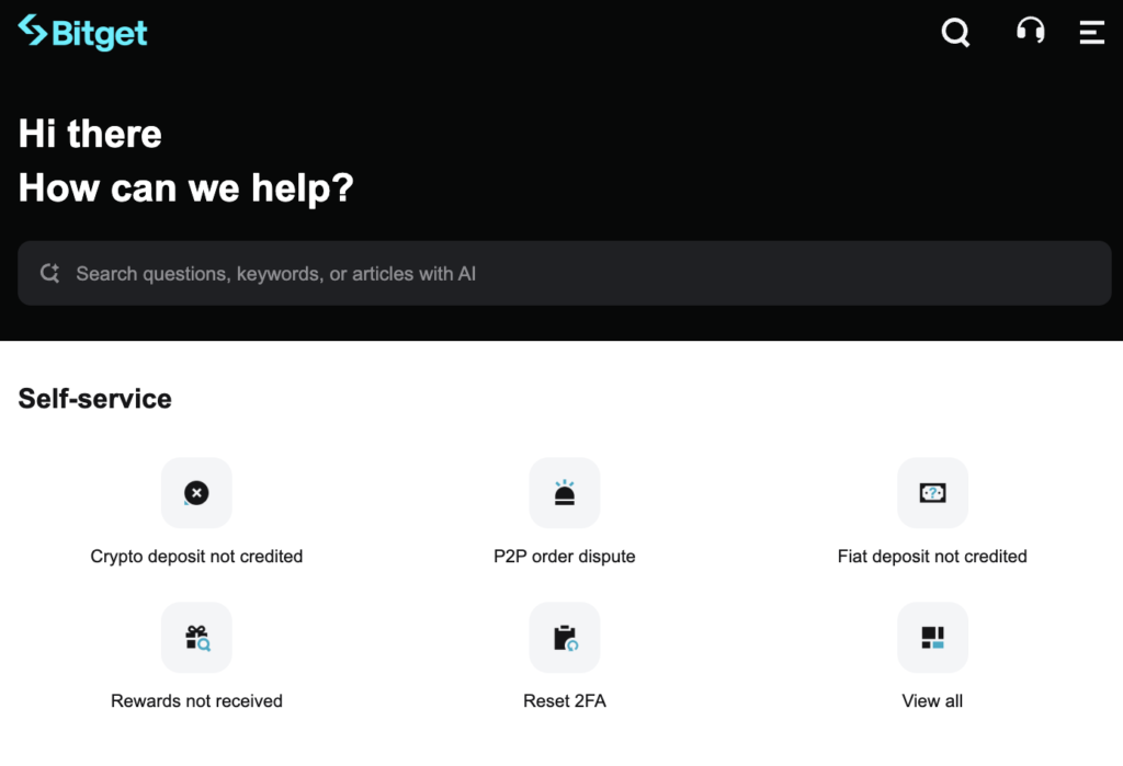 Bitget Customer Support Info Panel