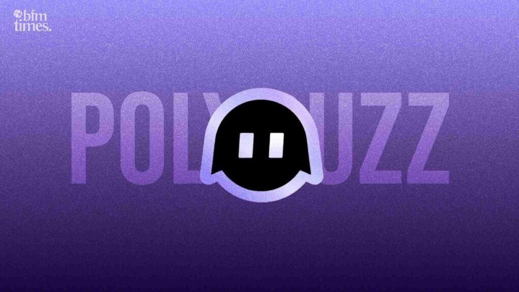 Polybuzz AI character chat platform logo with purple background representing AI roleplay and digital companionship