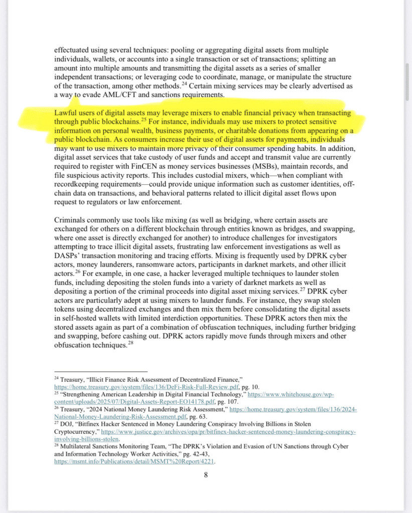 US Treasury Considers Bitcoin and Crypto Mixers as Lawful