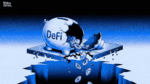 Broken piggy bank with DeFi coins
